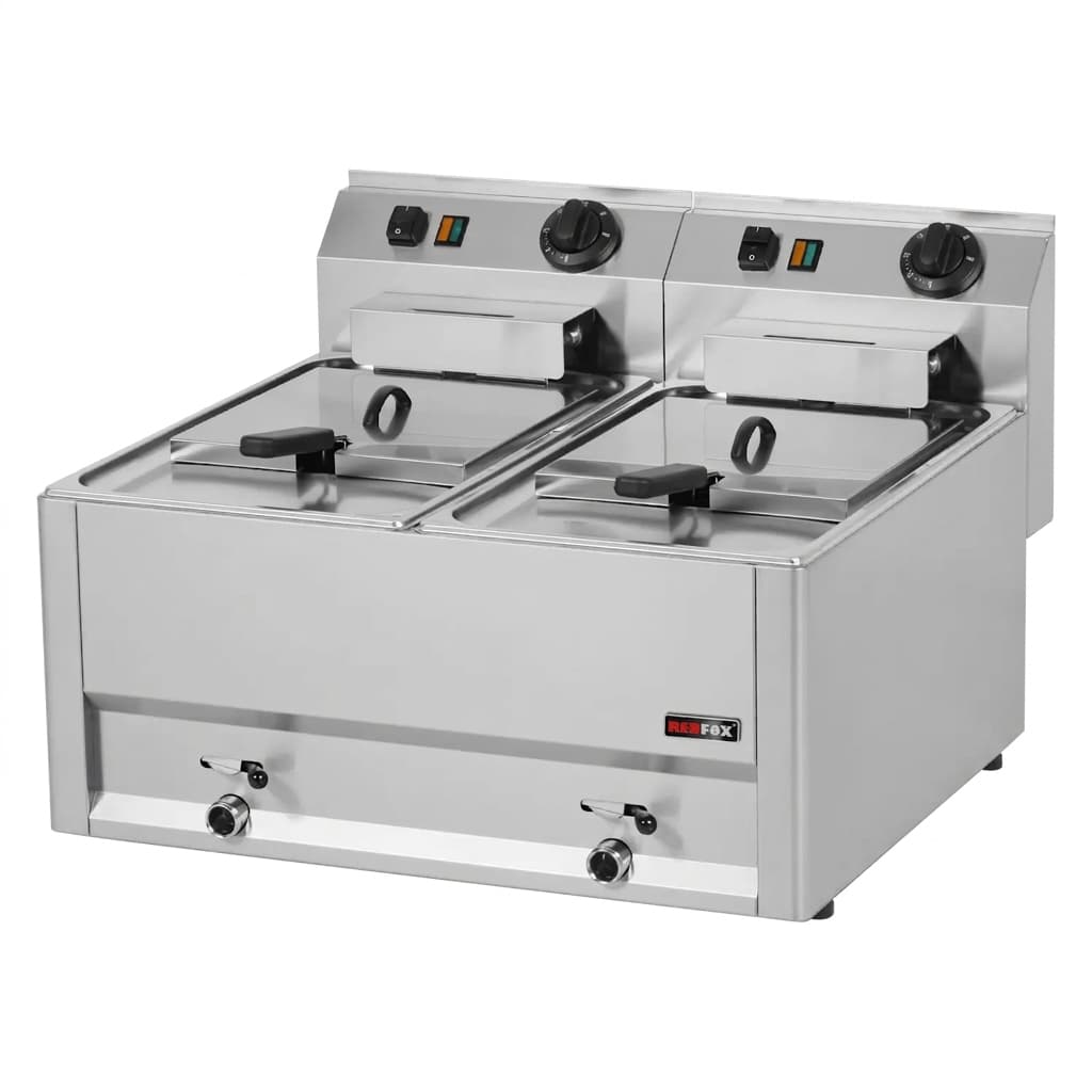 צ'יפסר חשמלי מקצועי כפול 16 ליטר (8+8) – REDFOX FE 60 EL