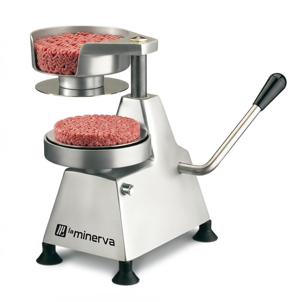 מכונת המבורגר ידנית OMEGA MINERVA MP100 – קוטר 100 מ״מ